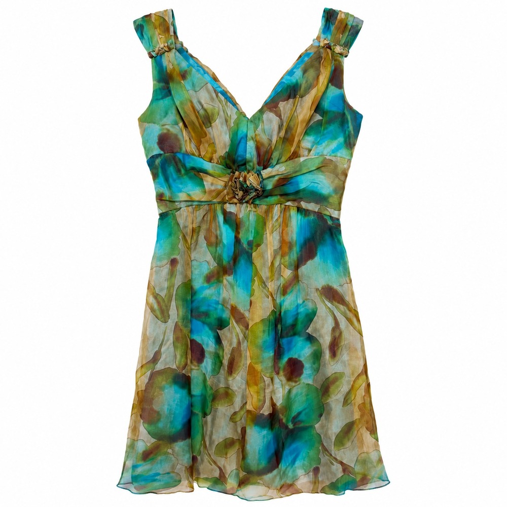 Vintage Silk Floral Babydoll Dress Womens 8P Resort Chic Wedding Guest Fairycore